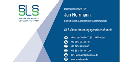 Steuerberatung - Für wen: Vereine / Stiftungen - Dresden Johannstadt-Süd - Visitenkarte SLS - SLS Steuerberatungsgesellschaft mbH