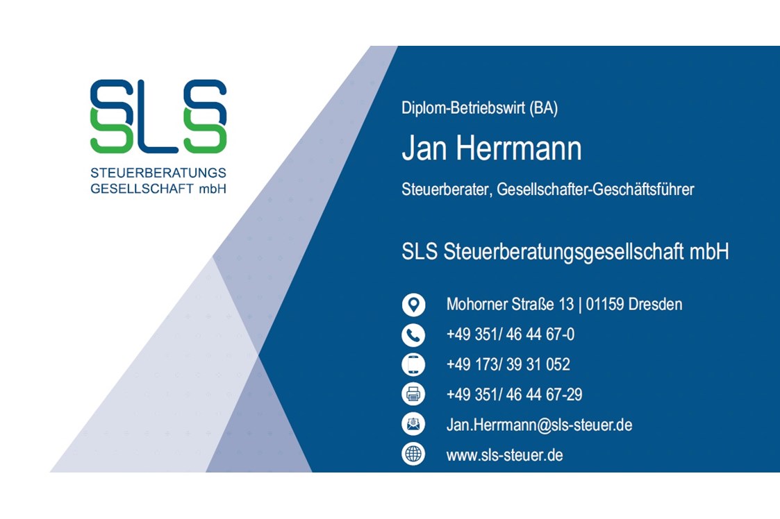 Steuerbüro: Visitenkarte SLS - SLS Steuerberatungsgesellschaft mbH
